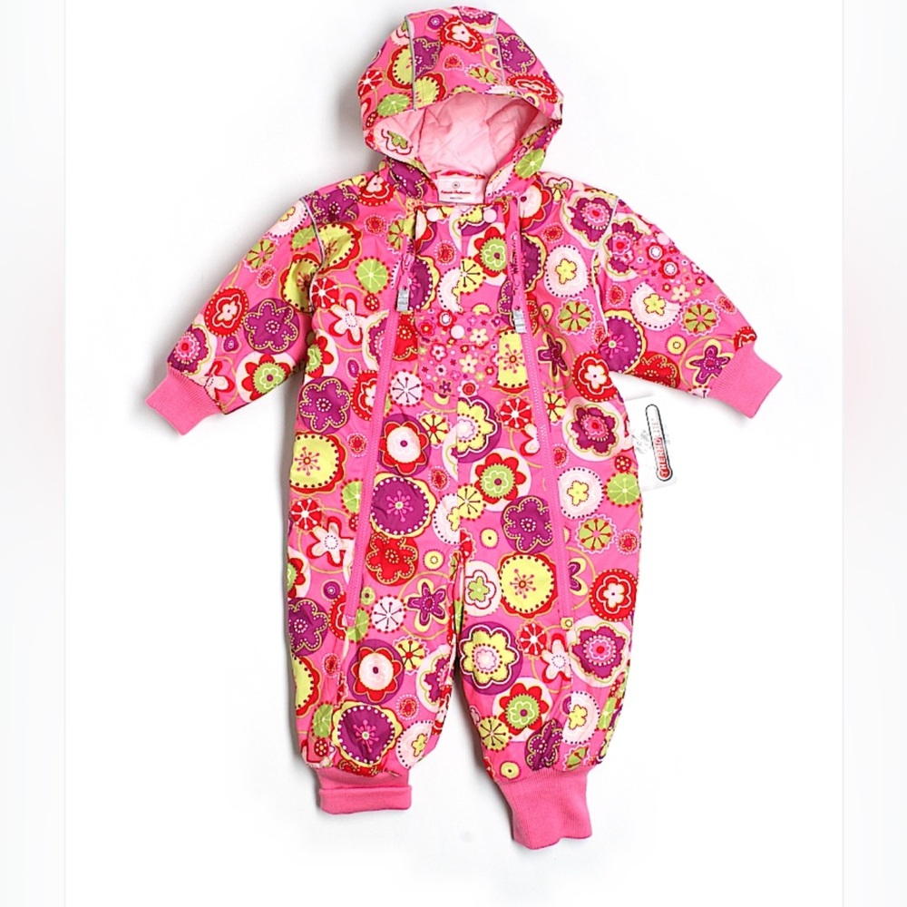 Hanna Andersson Pink Floral Baby Snowsuit size 80 18-24 months Snow Suit girls